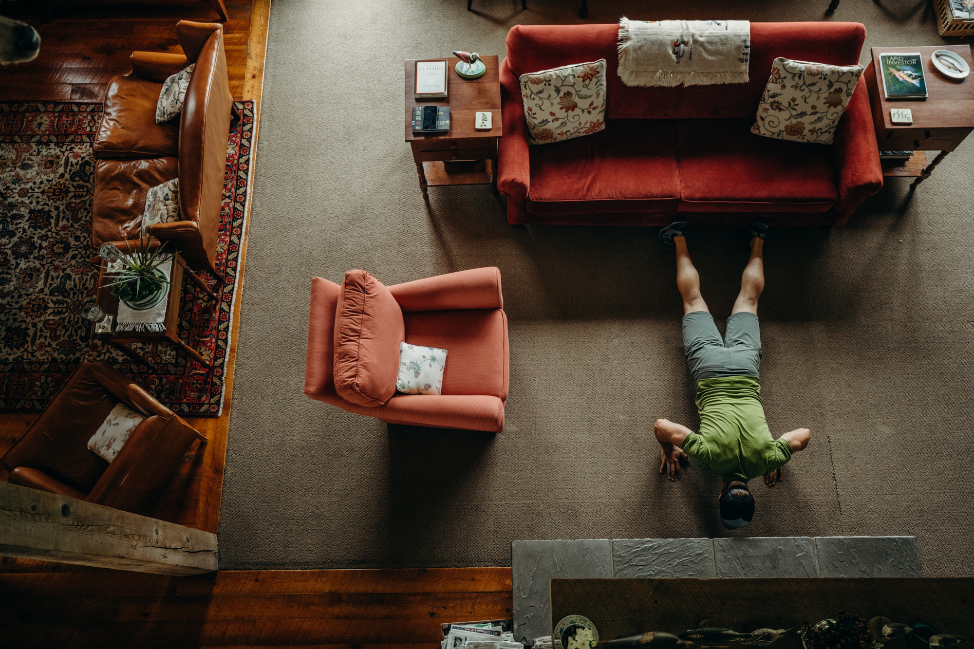 More pushups for a hunter at his home.