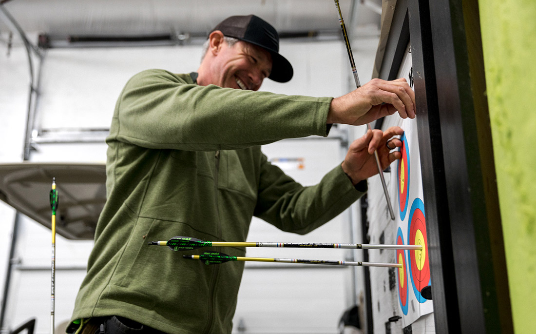 John Dudley shoots continuously to improve his accuracy.