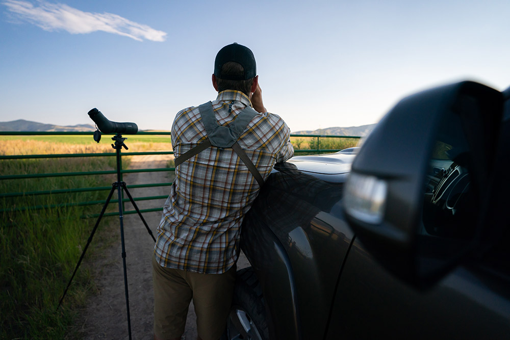 Hunter scopes out private land for opportunities.
