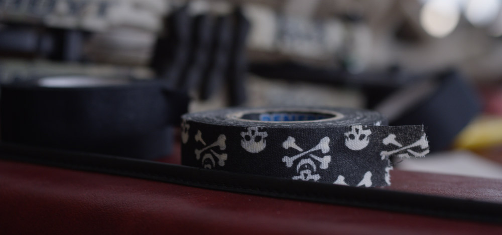 Hockey tape used for silencing a bow and deer stand.