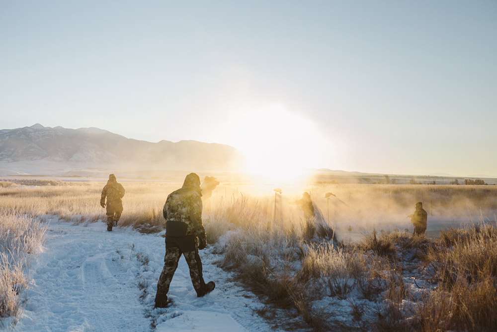 Goose hunters up and about in extremely cold conditions.