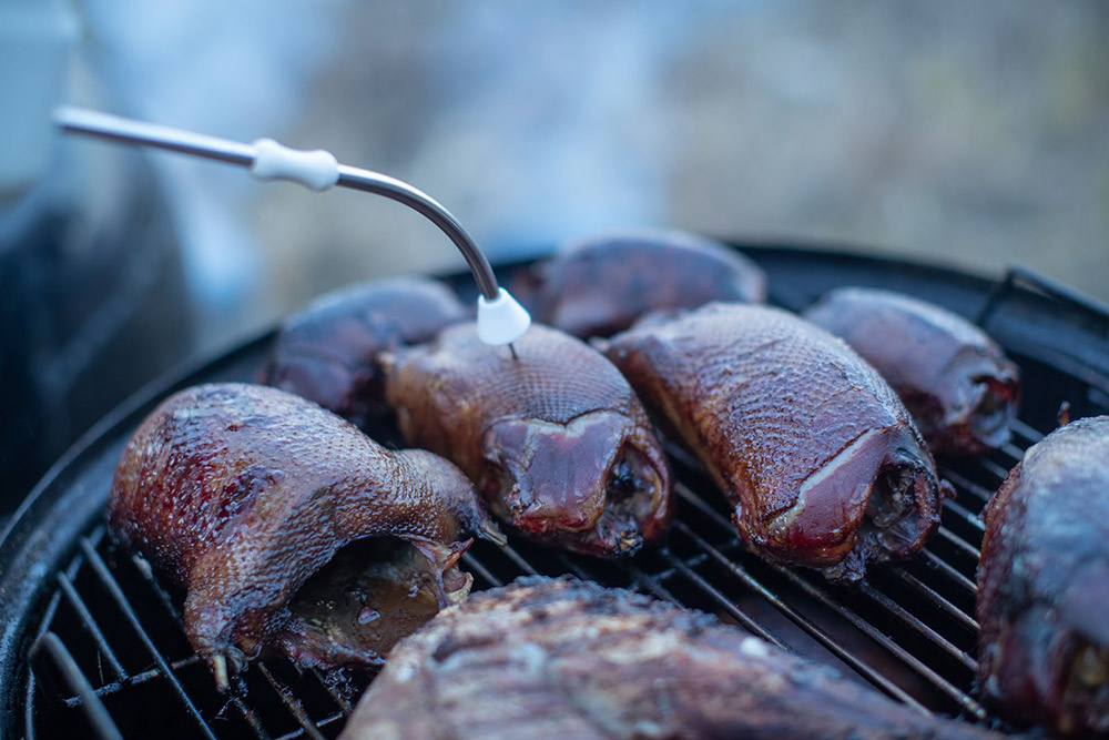 Cooking up duck breasts.
